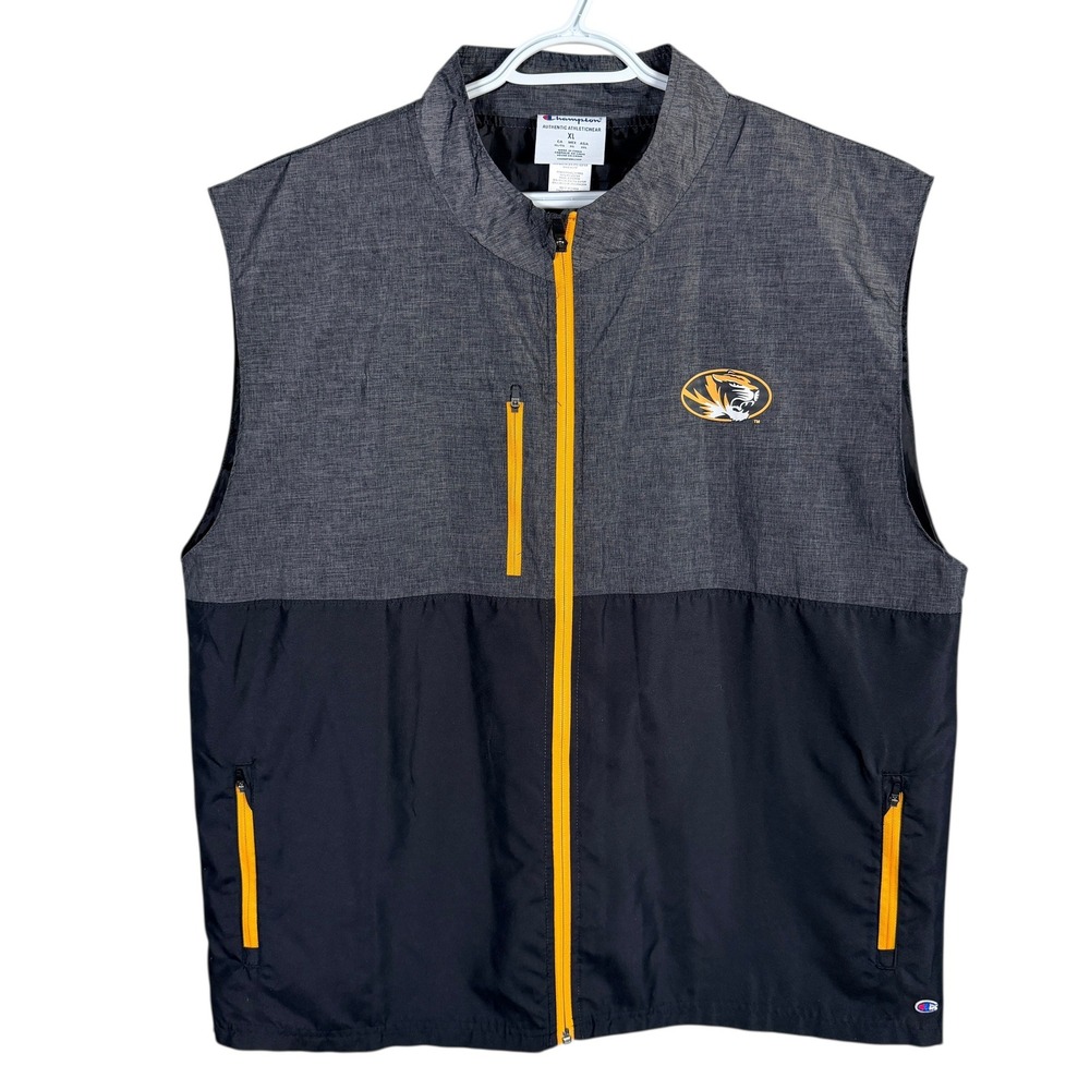 Champion Missouri Tigers Vest Mens XL Black Gray‎ Full Zip Mizzou NCAA Athletic